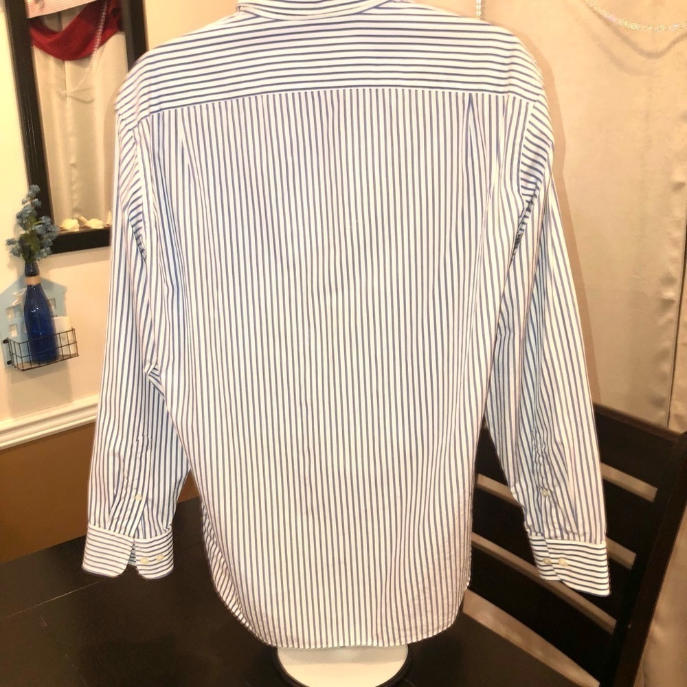 J Crew White and Blue Striped Dress Shirt L 16-16 1/2 - Picture 6 of 9